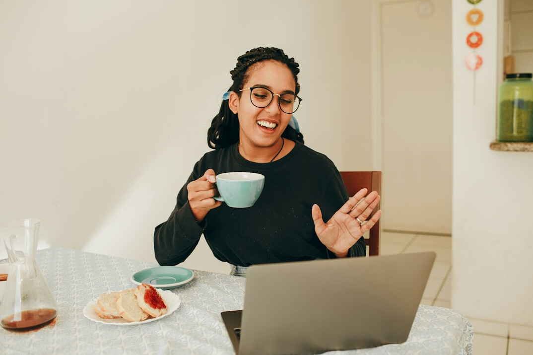 person enjoying coding at home