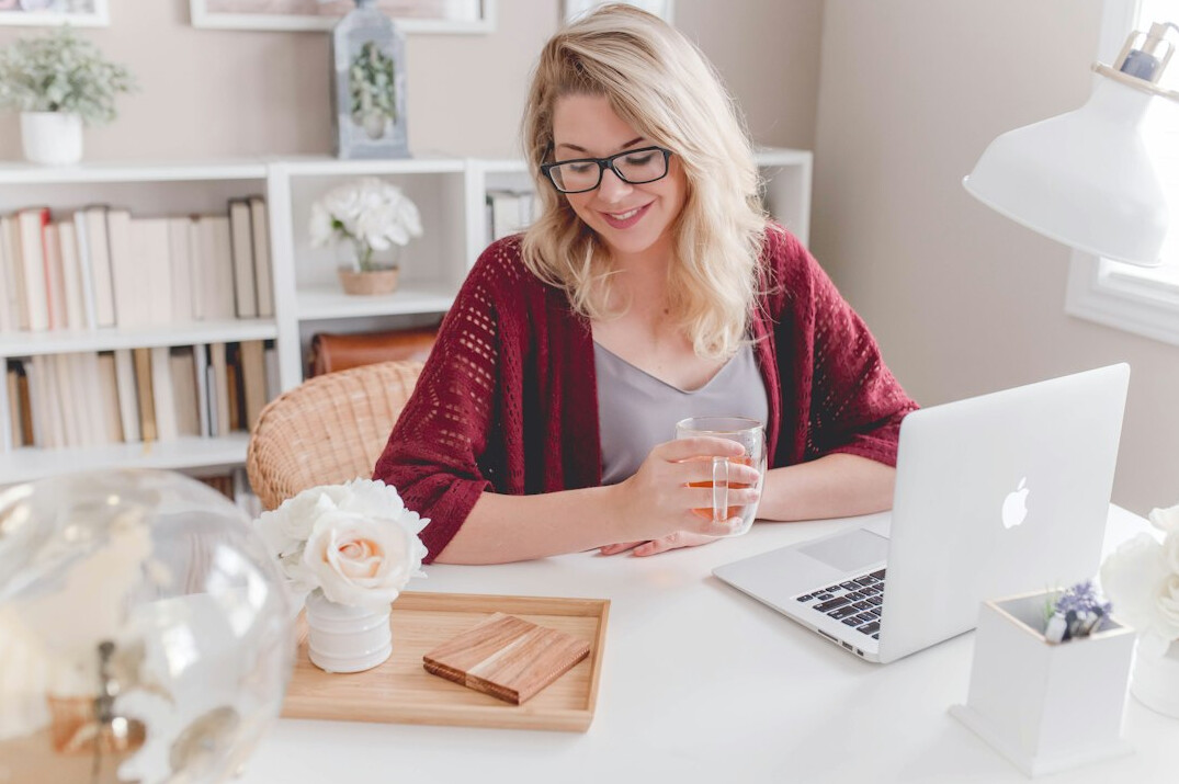 woman working on laptop
